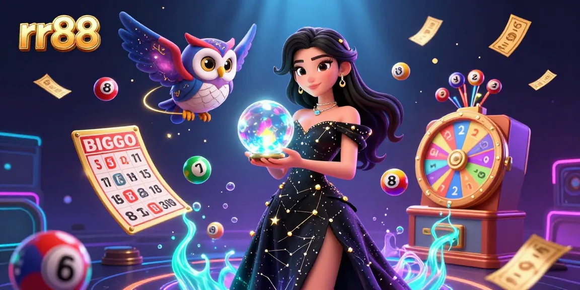 Experience thrilling games at rr88 with a captivating scene showcasing dynamic lottery elements and a mesmerizing woman.