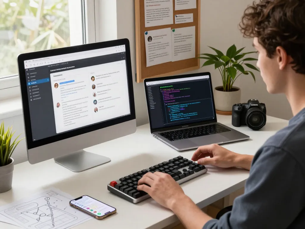 Developer using Clawdbot mac in a cozy home office, showcasing productivity and innovation.