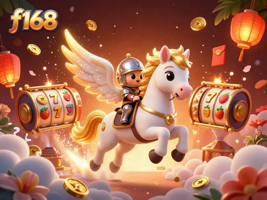 Win big with f168 at a vibrant casino experience illustrated with colorful slot reels and golden coins.
