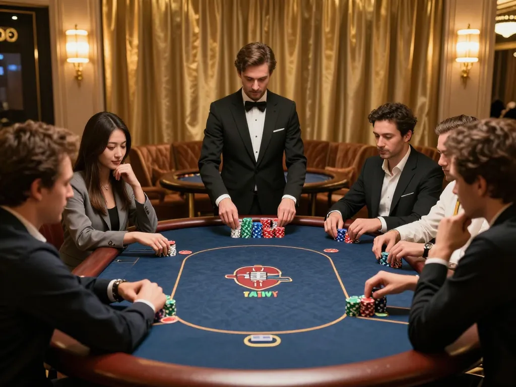 RR88 poker players strategizing at upscale table during thrilling game.
