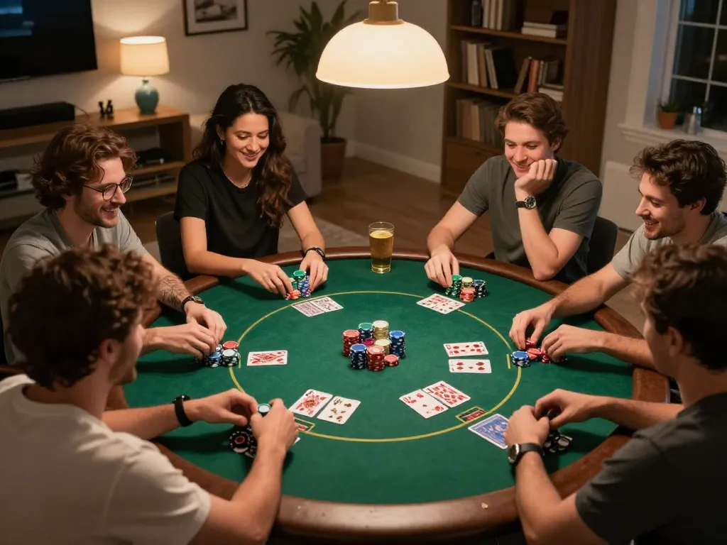 Engaged players at a home poker night using f8betlv for a thrilling gaming experience