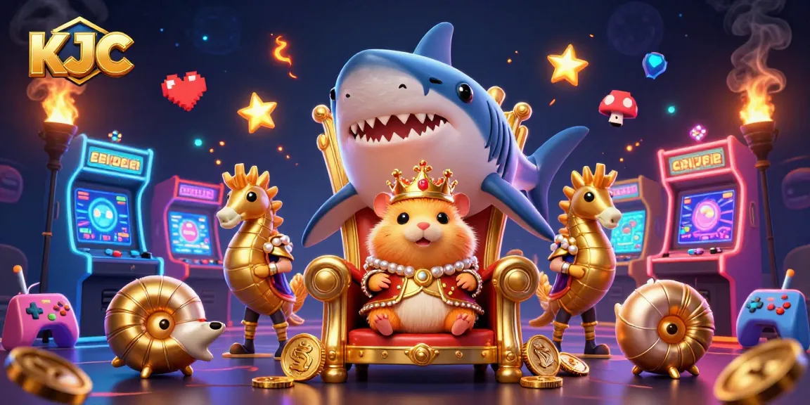 Experience immersive gaming with the KJC cartoon king and vibrant retro casino atmosphere.